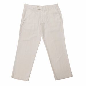 Cubavera Pants Mens 38x30 Ivory Linen Rayon Flat Front Resort Beach Tropical